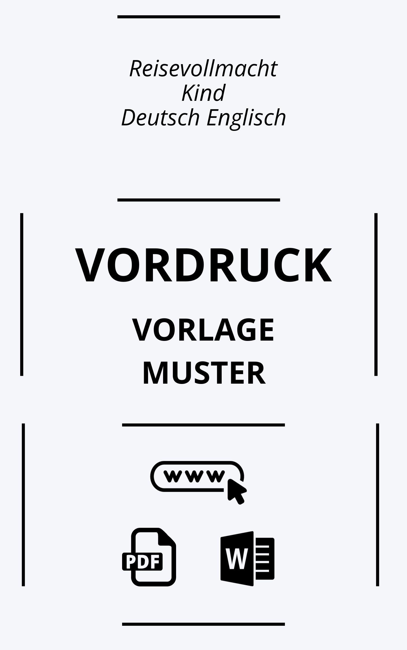 Reisevollmacht Kind Deutsch Englisch Vordruck